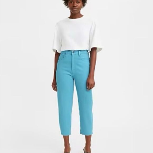 Levi’s Made & Crafted Blue Mist Organic Cotton Blend Barrel Crop Jeans Size 28 - Picture 6 of 14